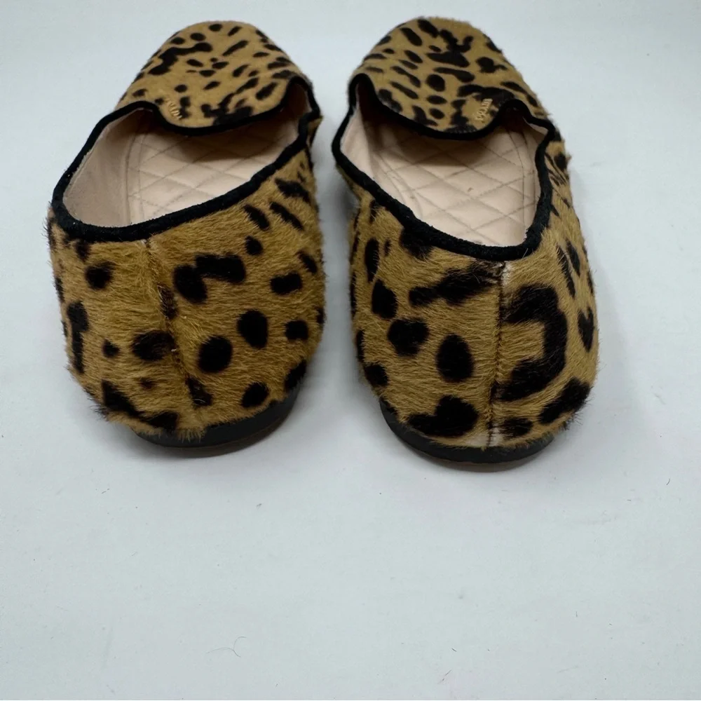 Prada Brown Black Pony Hair Leather Cheetah Print Loafer Flats